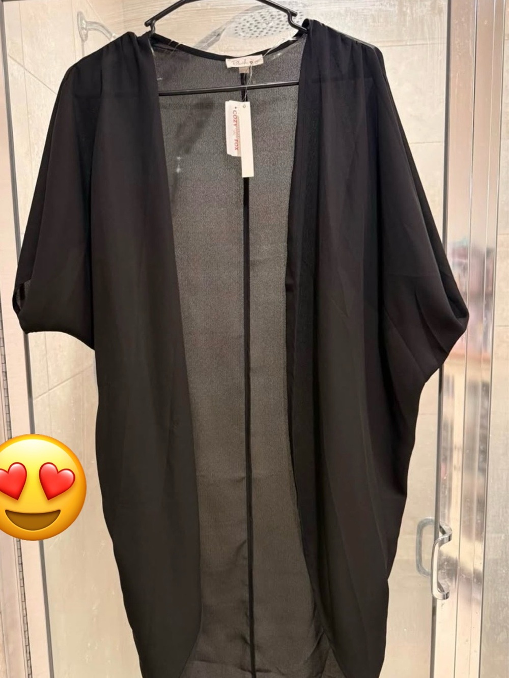 Lightweight Black Open-Front Kimono Jacket - Unbranded